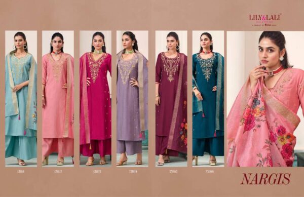 Lily And Lali Nargis Roman Butti Kurti Bottom With Dupatta Catalog Wholesale Collection - Image 9