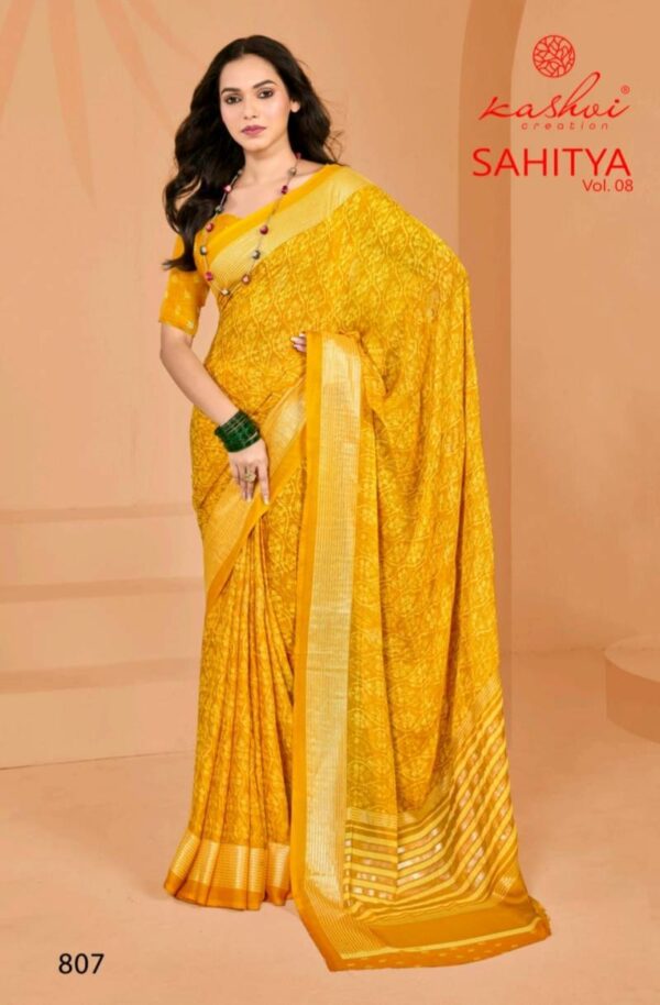 Kashvi Sahitya Vol 8 Dull Moss Fancy Foil Printed Saree Catalog Wholesale Collection - Image 7