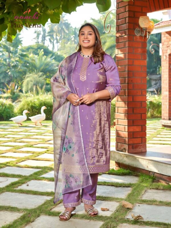Aanchi Plus Verna Roman Shimmer Kurti Bottom With Dupatta Catalog Wholesale Collection - Image 2