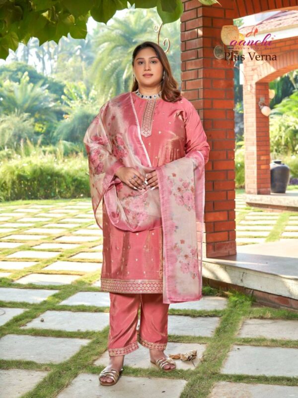 Aanchi Plus Verna Roman Shimmer Kurti Bottom With Dupatta Catalog Wholesale Collection - Image 3