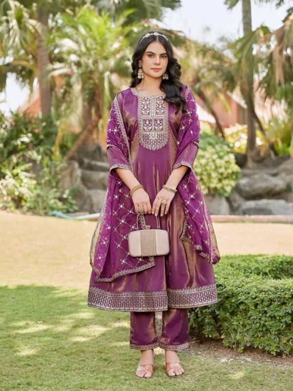 Aanchi Ankita Roman Shimmer Kurti Bottom With Dupatta Catalog Wholesale Collection - Image 3