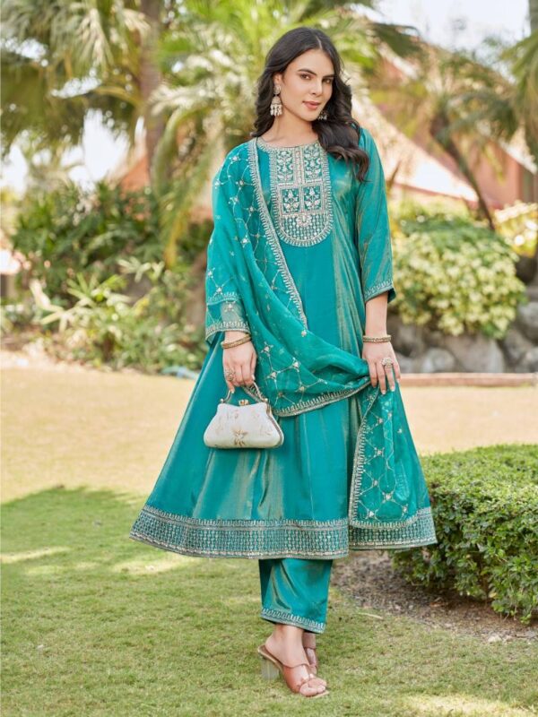 Aanchi Ankita Roman Shimmer Kurti Bottom With Dupatta Catalog Wholesale Collection - Image 4