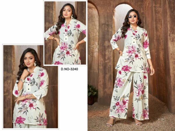 Ladies Flavour 3240 And 3241 Cotton Flex Printed Co Ord Set Catalog Wholesale Collection - Image 2
