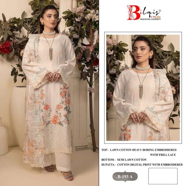 Bilqis B 193 Lawn Cotton Pakistani Salwar Kameez Catalog Wholesale Collection - Image 2