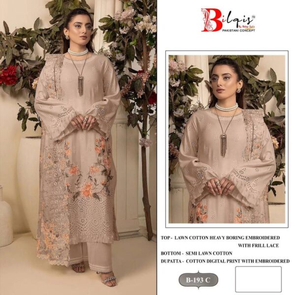 Bilqis B 193 Lawn Cotton Pakistani Salwar Kameez Catalog Wholesale Collection - Image 4