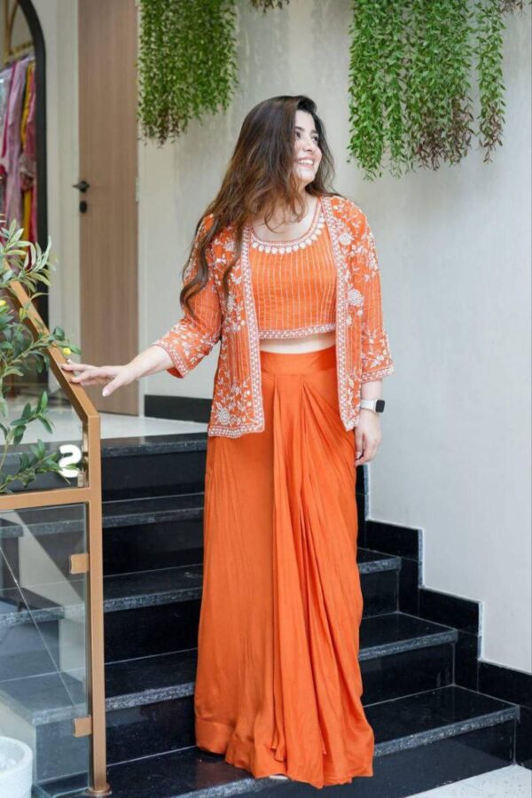 Bt 7096 Trending Party Wear Chinon Indo Western Catalog Wholesale Collection - Image 2