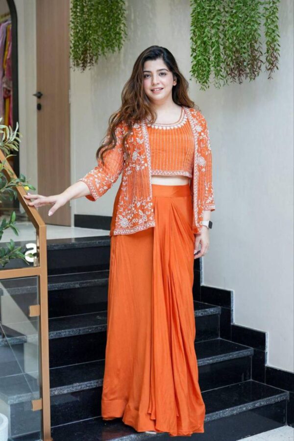 Bt 7096 Trending Party Wear Chinon Indo Western Catalog Wholesale Collection