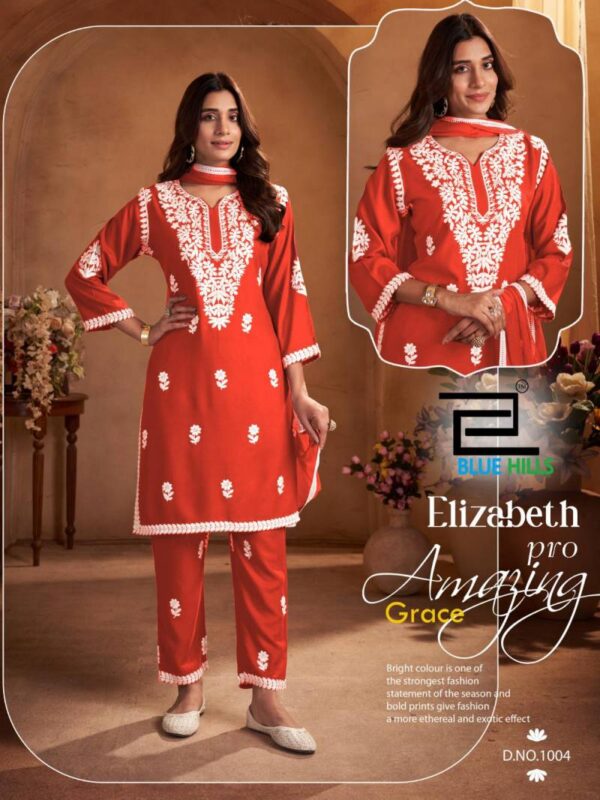 Blue Hills Elizabeth Pro Rayon White Thread Work Kurti Bottom With Dupatta Catalog Wholesale Collection - Image 4