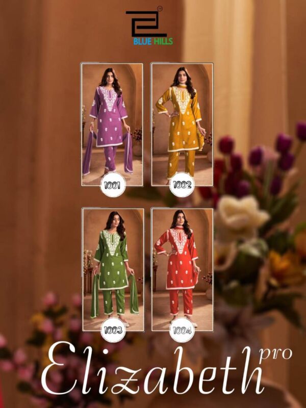 Blue Hills Elizabeth Pro Rayon White Thread Work Kurti Bottom With Dupatta Catalog Wholesale Collection - Image 6