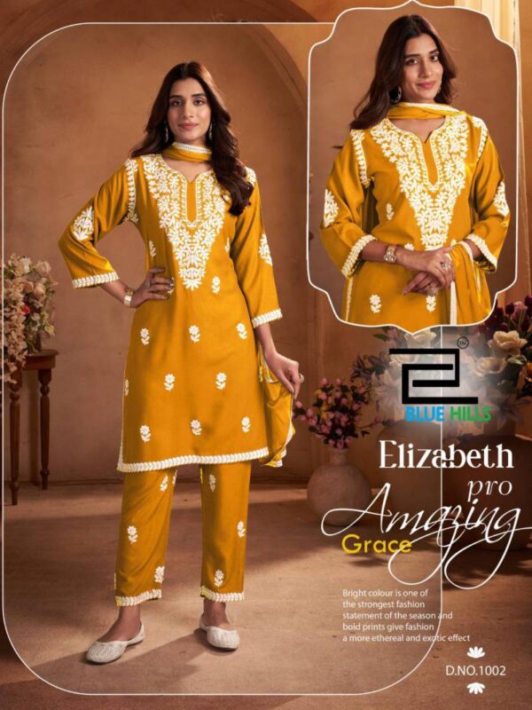 Blue Hills Elizabeth Pro Rayon White Thread Work Kurti Bottom With Dupatta Catalog Wholesale Collection - Image 5