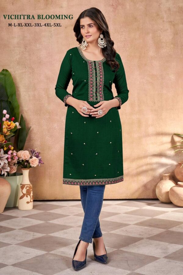 Vichitra Blooming Embroidered Casual Wear Kurti Catalog Wholesale Collection - Image 3