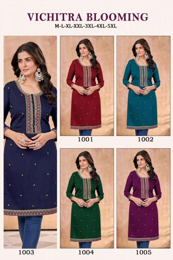 Vichitra Blooming Embroidered Casual Wear Kurti Catalog Wholesale Collection - Image 7