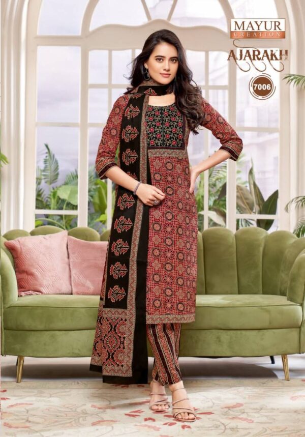 Mayur Ajarakh Vol 7 Cotton Printed Kurti Bottom With Dupatta Catalog Wholesale Collection - Image 2