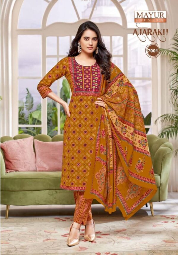 Mayur Ajarakh Vol 7 Cotton Printed Kurti Bottom With Dupatta Catalog Wholesale Collection - Image 4