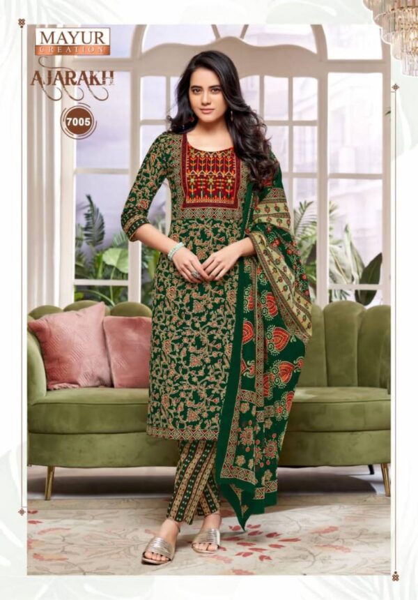 Mayur Ajarakh Vol 7 Cotton Printed Kurti Bottom With Dupatta Catalog Wholesale Collection - Image 5
