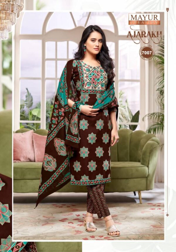Mayur Ajarakh Vol 7 Cotton Printed Kurti Bottom With Dupatta Catalog Wholesale Collection - Image 6