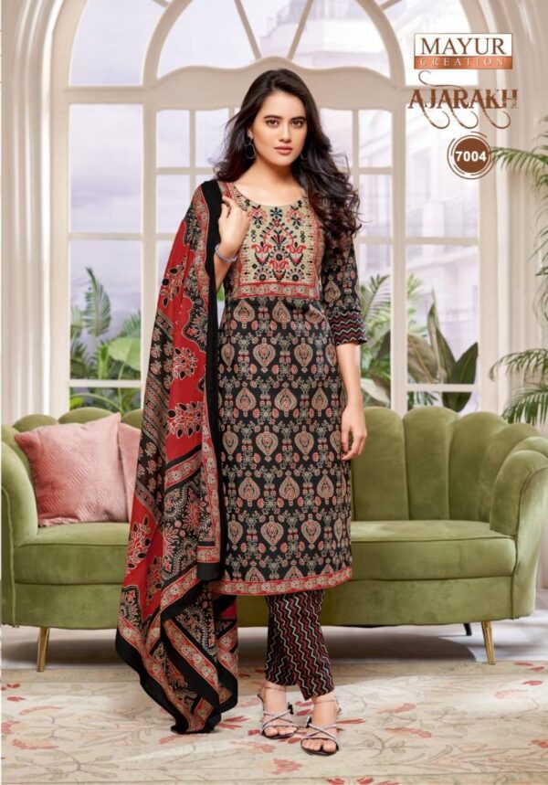 Mayur Ajarakh Vol 7 Cotton Printed Kurti Bottom With Dupatta Catalog Wholesale Collection - Image 7