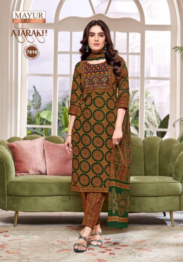 Mayur Ajarakh Vol 7 Cotton Printed Kurti Bottom With Dupatta Catalog Wholesale Collection - Image 9