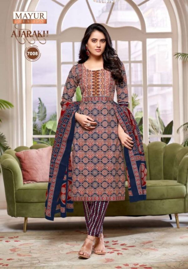 Mayur Ajarakh Vol 7 Cotton Printed Kurti Bottom With Dupatta Catalog Wholesale Collection - Image 3
