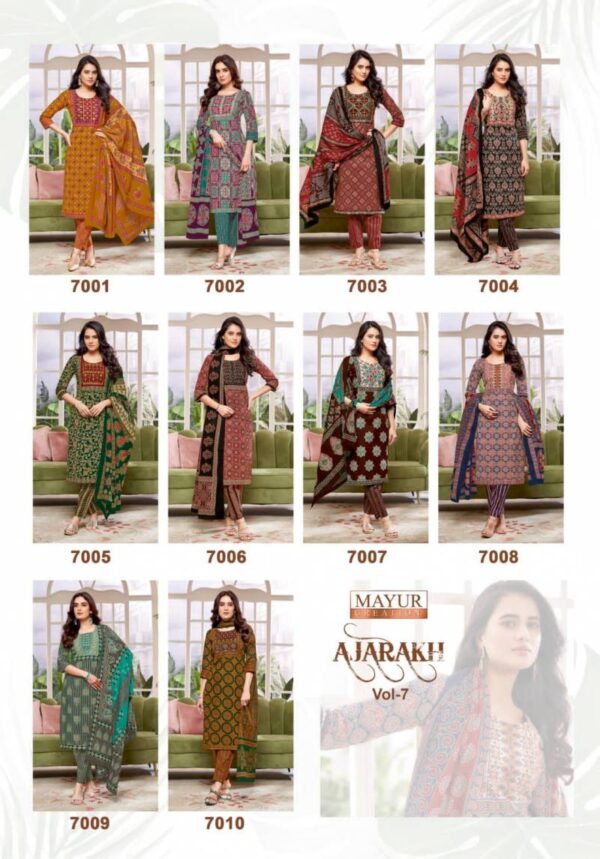 Mayur Ajarakh Vol 7 Cotton Printed Kurti Bottom With Dupatta Catalog Wholesale Collection - Image 12