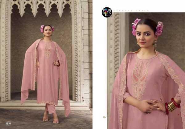 Four Dots Swarnika Viscose Maslin Dress Material Catalog Wholesale Collection - Image 3