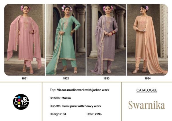 Four Dots Swarnika Viscose Maslin Dress Material Catalog Wholesale Collection - Image 6