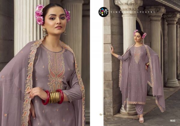 Four Dots Swarnika Viscose Maslin Dress Material Catalog Wholesale Collection - Image 5