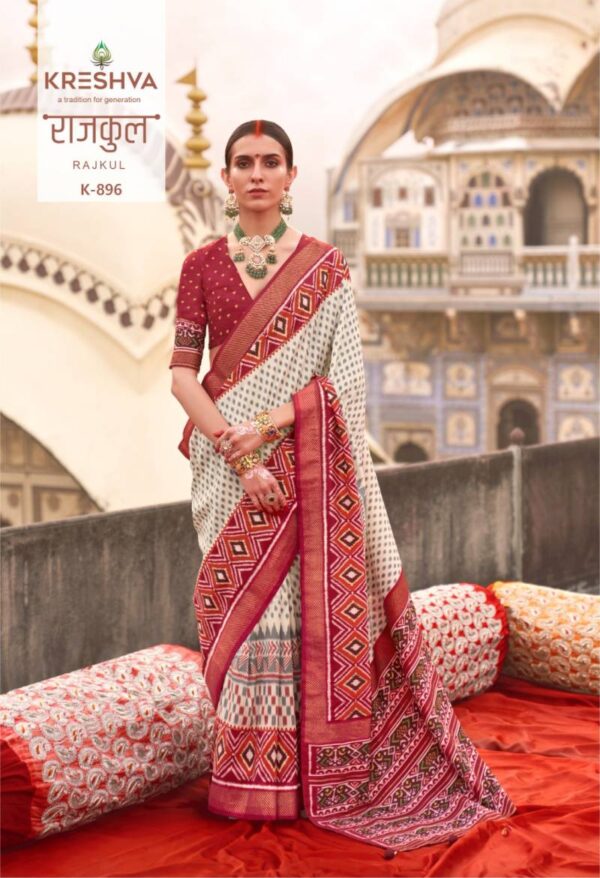 Kreshva Rajkul Pv Silk Fancy Printed Saree Catalog Wholesale Collection - Image 3