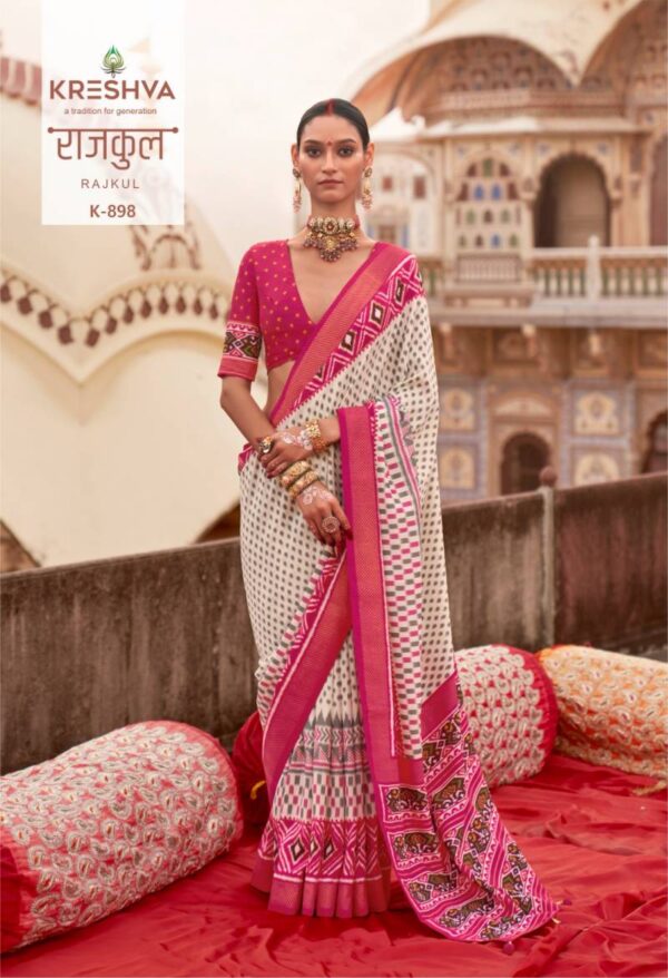 Kreshva Rajkul Pv Silk Fancy Printed Saree Catalog Wholesale Collection