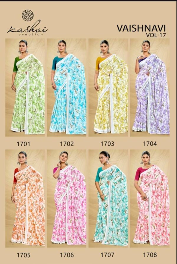 Kashvi Vaishnavi Vol 17 Georgette Saree Catalog Wholesale Collection - Image 10