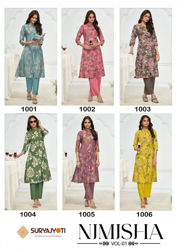 Suryajyoti Nimisha Vol 1 Printed Kurti With Pant Catalog Wholesale Collection - Image 7