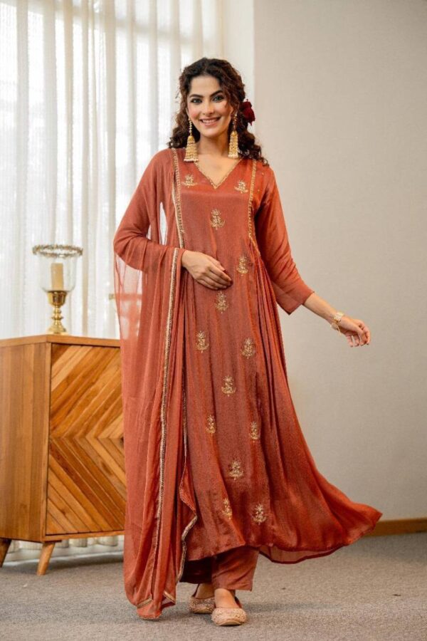 Naisha K 40 Chinon Full Flair Fancy Kurti Bottom With Dupatta Catalog Wholesale Collection - Image 2