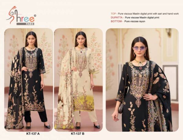 Shree Kt 137 Viscose Maslin Digital Printed Salwar Suits Catalog Wholesale Collection - Image 4