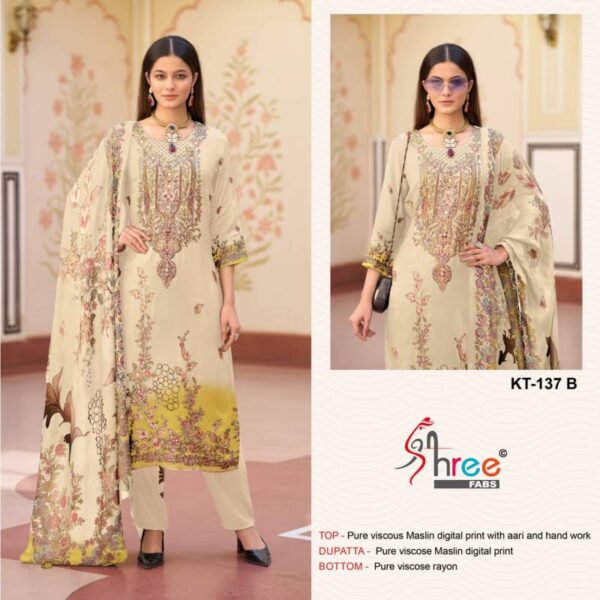 Shree Kt 137 Viscose Maslin Digital Printed Salwar Suits Catalog Wholesale Collection - Image 2
