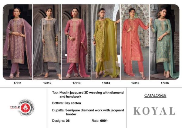 Triple Aaa Koyal Maslin Jacquard Fancy Dress Material Catalog Wholesale Collection - Image 8