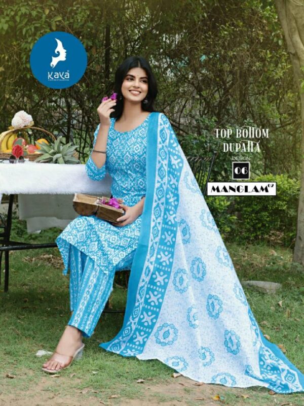 Kaya Manglam 2 Cotton Printed Kurti Pant With Dupatta Catalog Wholesale Collection - Image 4