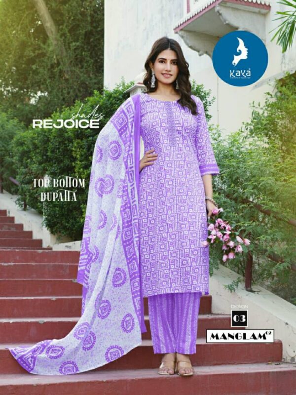 Kaya Manglam 2 Cotton Printed Kurti Pant With Dupatta Catalog Wholesale Collection - Image 5