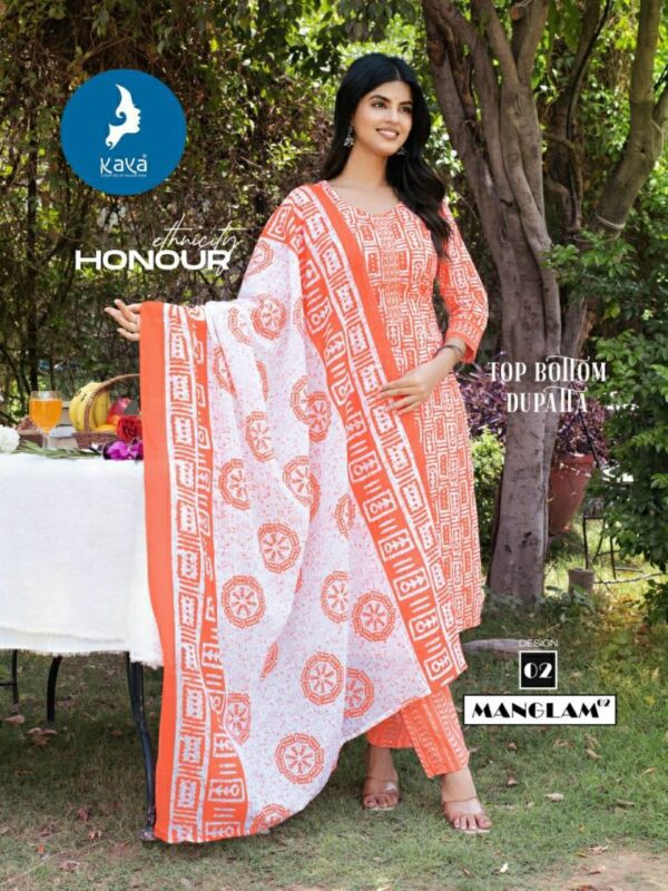 Kaya Manglam 2 Cotton Printed Kurti Pant With Dupatta Catalog Wholesale Collection - Image 3