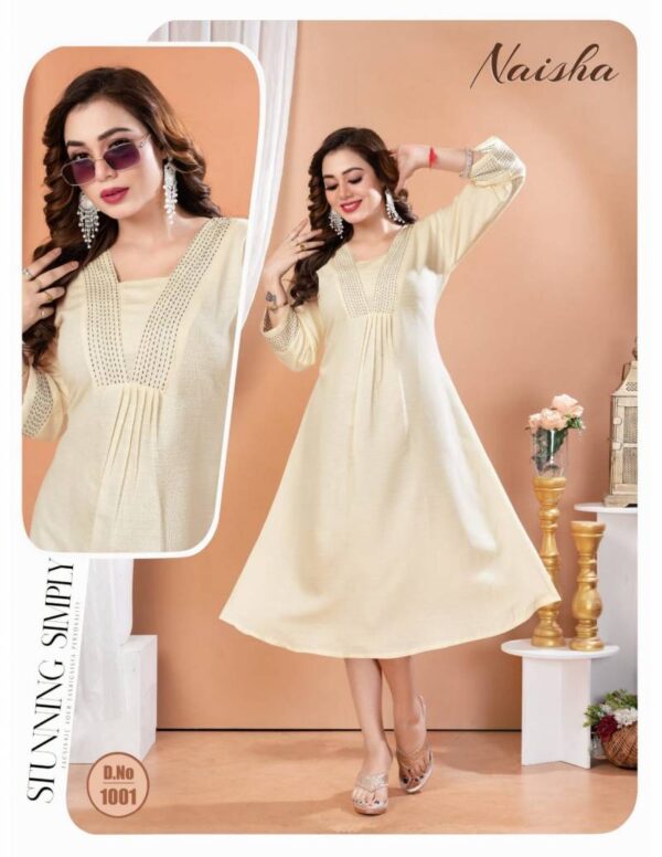 Jlf Naisha Rayon Dobby Katha Work Kurti Catalog Wholesale Collection - Image 3