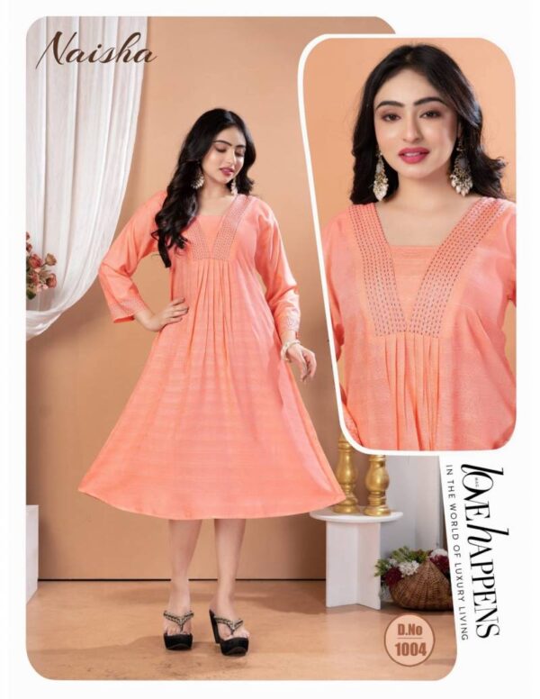 Jlf Naisha Rayon Dobby Katha Work Kurti Catalog Wholesale Collection - Image 4