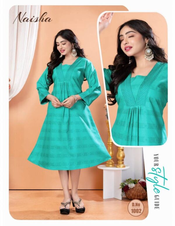 Jlf Naisha Rayon Dobby Katha Work Kurti Catalog Wholesale Collection - Image 6