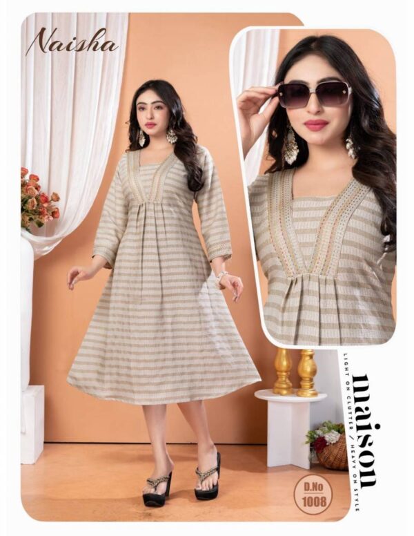 Jlf Naisha Rayon Dobby Katha Work Kurti Catalog Wholesale Collection - Image 7