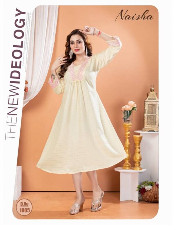 Jlf Naisha Rayon Dobby Katha Work Kurti Catalog Wholesale Collection - Image 8