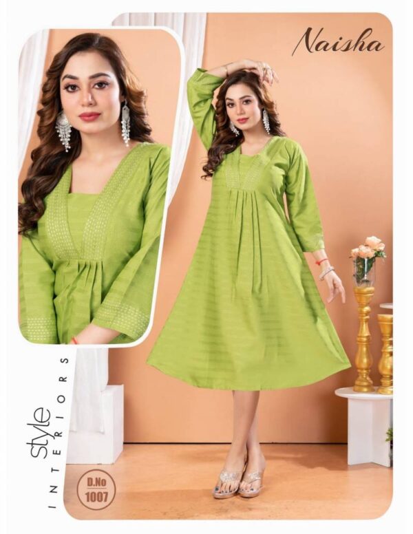 Jlf Naisha Rayon Dobby Katha Work Kurti Catalog Wholesale Collection - Image 9