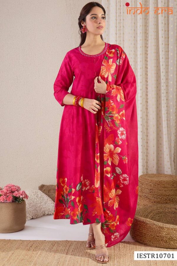 Indo Era 2566 Cotton Floral Printed Kurti Bottom With Dupatta Catalog Wholesale Collection