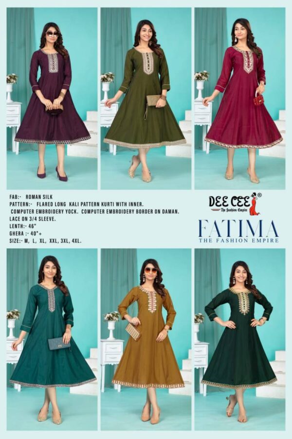 Deecee Fatima Roman Silk Kurti Catalog Wholesale Collection - Image 8