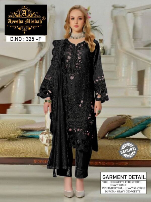 Ayesha Misbah 325 A To F Georgette Pakistani Salwar Kameez Catalog Wholesale Collection - Image 3