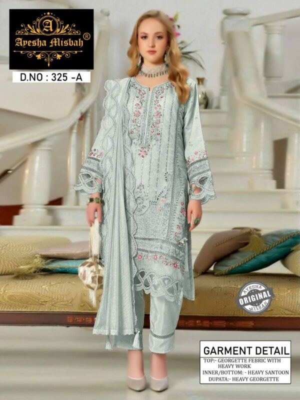 Ayesha Misbah 325 A To F Georgette Pakistani Salwar Kameez Catalog Wholesale Collection - Image 4