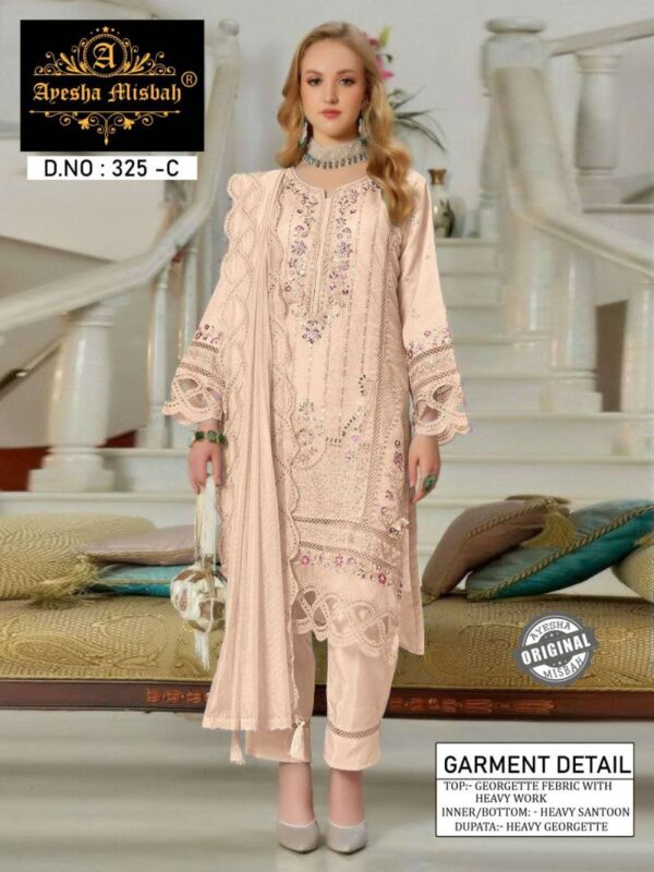 Ayesha Misbah 325 A To F Georgette Pakistani Salwar Kameez Catalog Wholesale Collection - Image 5