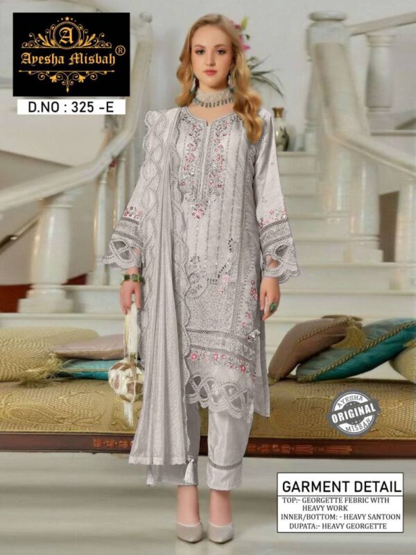 Ayesha Misbah 325 A To F Georgette Pakistani Salwar Kameez Catalog Wholesale Collection - Image 2
